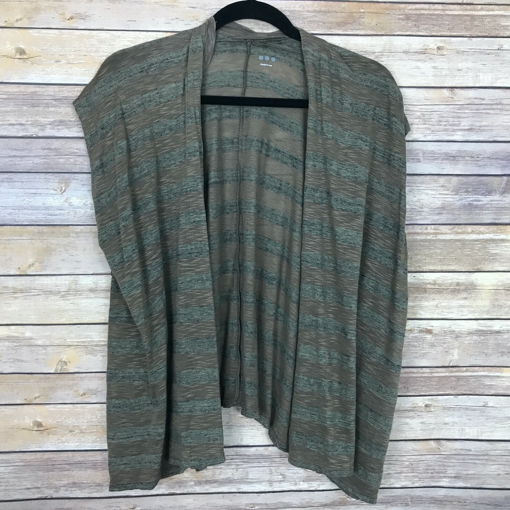 Three Dots Vest Womens XS Open Front Knit Striped Relaxed Fit Draped Lightweight